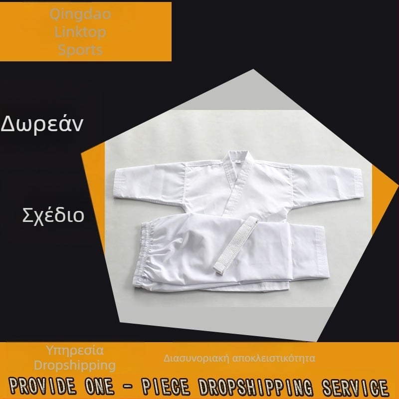 Unisex κιμόνο προπονήσεων για καράτε και ταεκβοντό με ρίγες, πολυεστέρας