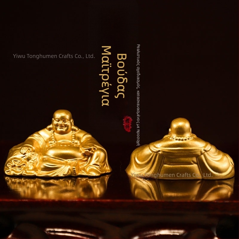 Διακοσμητικό κράμα Maitreya Buddha για οικιακή λατρεία και σαλόνι, μεταλλικό επιτραπέζιο αγαλματάκι του Χαμογελαστού Βούδα