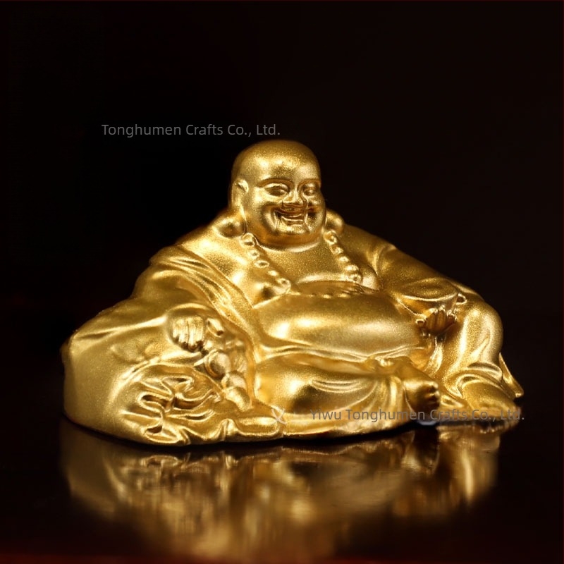 Διακοσμητικό κράμα Maitreya Buddha για οικιακή λατρεία και σαλόνι, μεταλλικό επιτραπέζιο αγαλματάκι του Χαμογελαστού Βούδα