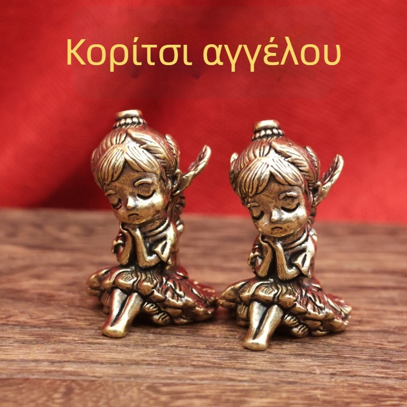 Μπρούντζος διακοσμητικό με αγγελικό κορίτσι για επιφάνειες εργασίας, γραφείο και σαλόνι – διακόσμηση για tea pet