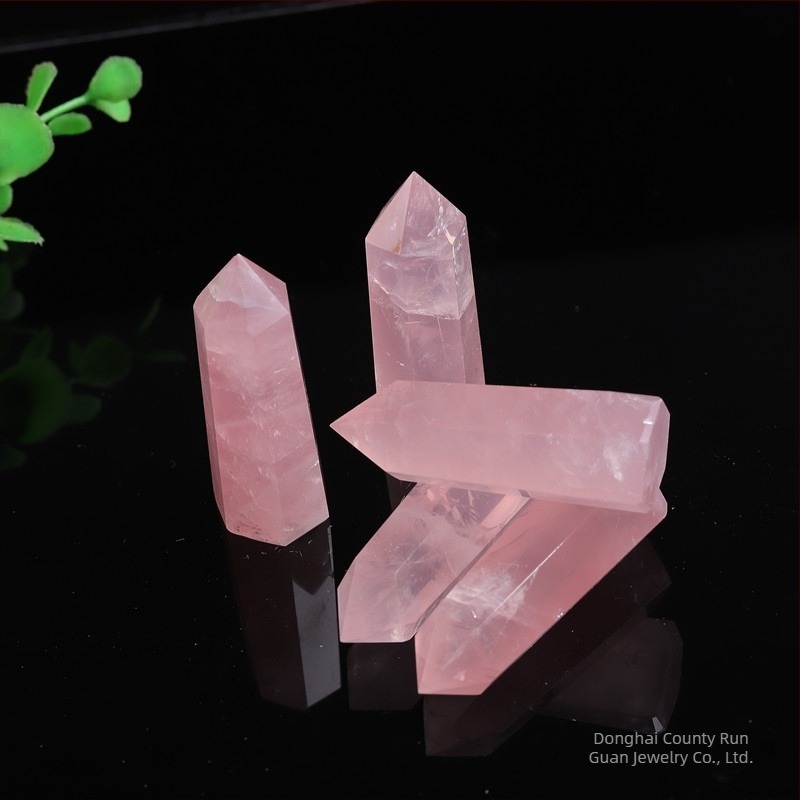 Στήλη κρυστάλλου ροζ χαλαζία, εξάγωνο πρίσμα, φυσικός λίθος, λεία διακοσμητικό αντικείμενο