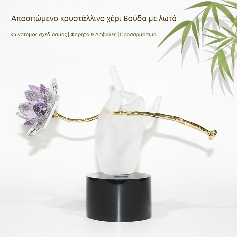 Αποσπώμενο κρυστάλλινο διακοσμητικό με Βούδα και λωτό, για διάδρομο και ντουλάπι κρασιού – κομψή οικιακή διακόσμηση, δώρο γάμου