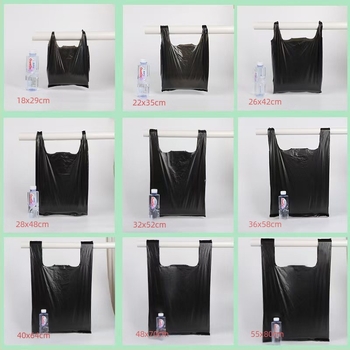 Μαύρες παχιές πλαστικές σακούλες απορριμμάτων, σε ποικιλία μεγεθών για οικιακή χρήση και κουζίνα, σακούλες με χειρολαβή και στυλ γιλέκου, βολικές