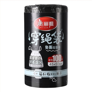 Meiliya σακούλες απορριμμάτων με κορδόνι, οικιακής χρήσης, παχύτερες, μιας χρήσης, σετ 100 τεμάχια