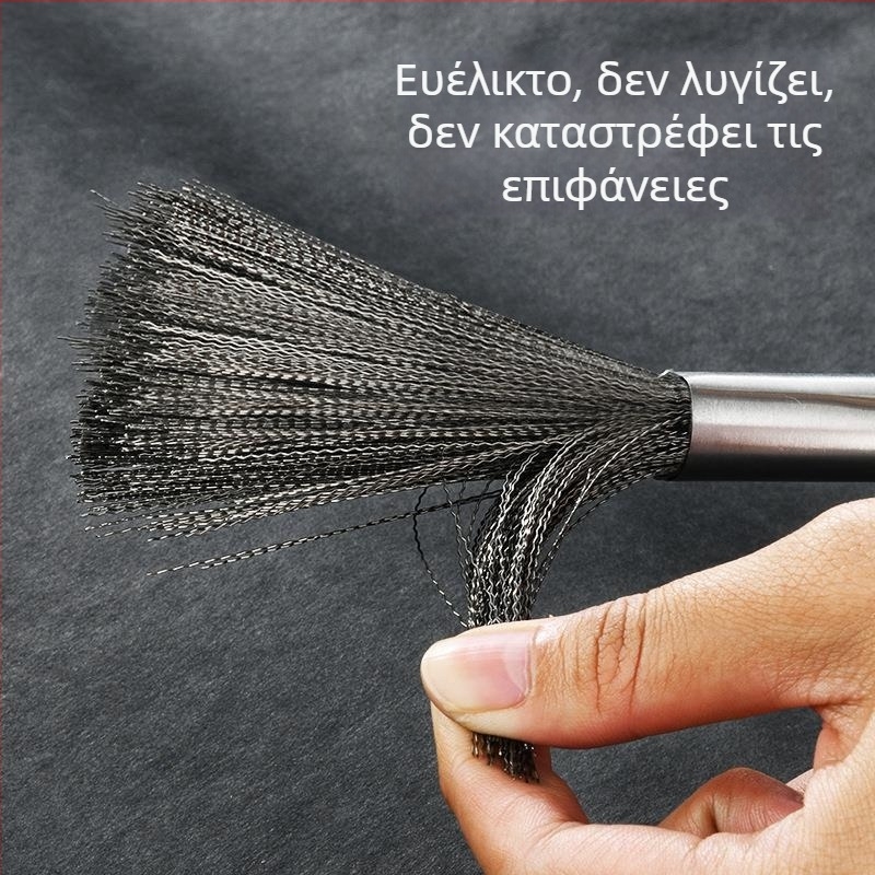 Ανοξείδωτη βούρτσα κατσαρόλων με μακριά λαβή για βαθύ καθάρισμα, κουζίνα, κρεμάμενο σχέδιο, μεταλλική βούρτσα κατάλληλη για τρόφιμα