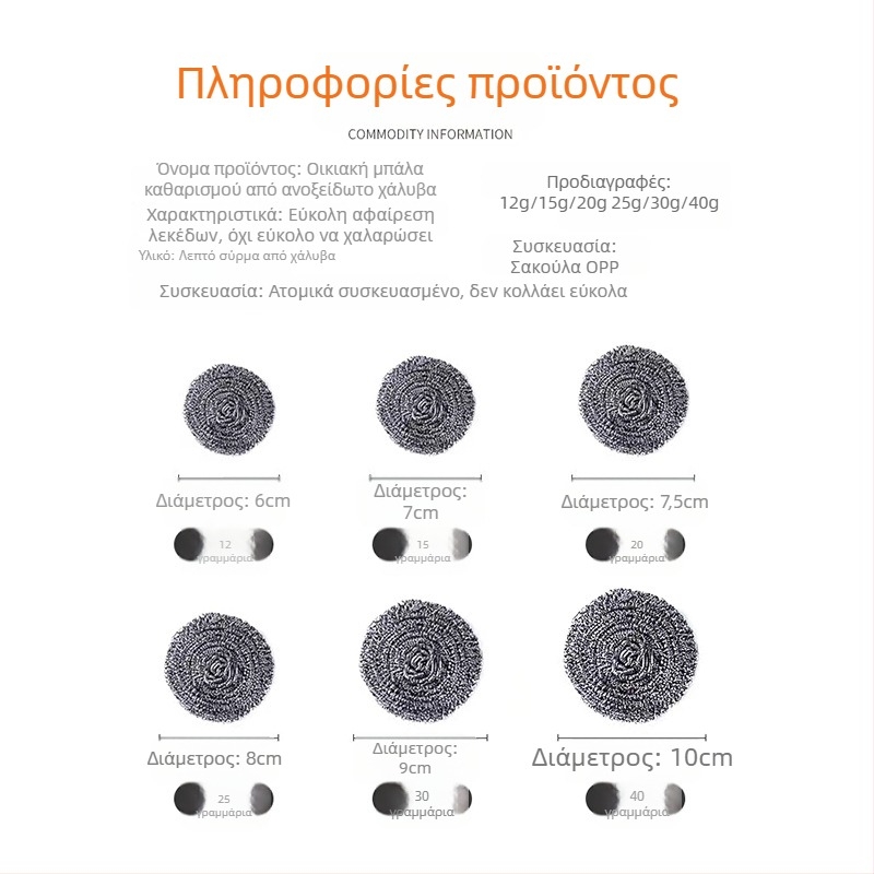 Μεγάλη ατσάλινη μπάλα τρίψιμο, σετ 2 τεμάχια, για τον καθαρισμό κατσαρολών