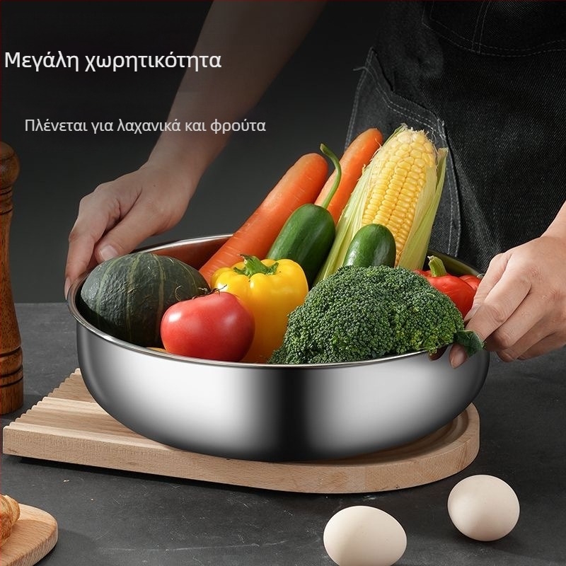 32 εκ. εξαιρετικά παχιά ανοξείδωτη λεκάνη ανάμειξης για ζύμη, μαγείρεμα σε κατσαρόλα, οικιακή κουζίνα, χτύπημα αυγών, πλύσιμο λαχανικών και ρυζιού