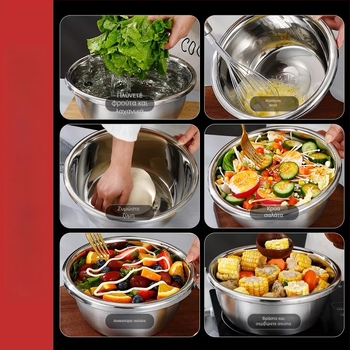Επιπλέον παχιά λεκάνη από ανοξείδωτο ατσάλι, μεγάλη χωρητικότητα για οικιακή και επαγγελματική χρήση, κατάλληλη για πλύσιμο λαχανικών, ρούχων και μπάνιου.