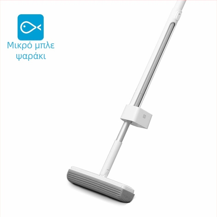 Blue Fish 180° σφουγγαρίστρα καουτσούκ-βαμβάκι, 34 cm, διπλό κεφάλι βαμβακιού σε μεταλλική ράβδο, υψηλή απορρόφηση, μηχανισμός στύψιμο με κύλινδρο για μπάνιο
