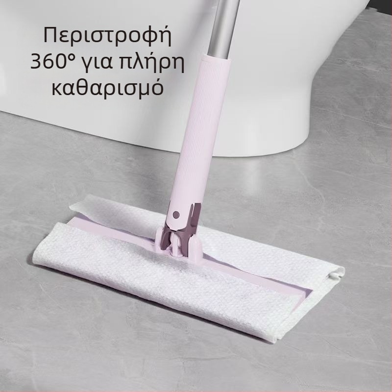 Επίπεδη σκούπα δαπέδου με πετσέτα προσώπου, αυτόματο κράτημα και απελευθέρωση, χωρίς χρήση χεριών, στεγνό-βρεγμένο διπλής χρήσης για οικιακή καθαριότητα