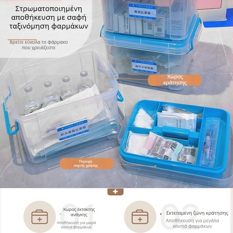 Νοσοκομειακή θήκη φαρμάκων, μεγάλη χωρητικότητα, πολυεπίπεδος οργανωτής φαρμάκων, κιτ έκτακτης ανάγκης