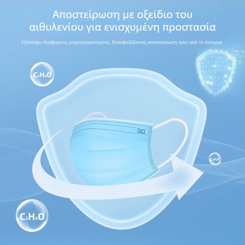 Μάσκα χειρουργική ιατρική για ενήλικες, μιας χρήσης, τριών επιπέδων, με μη υφαντό ύφασμα Melt-Blown, αποστειρωμένη, σε συσκευασία 10 τεμαχίων