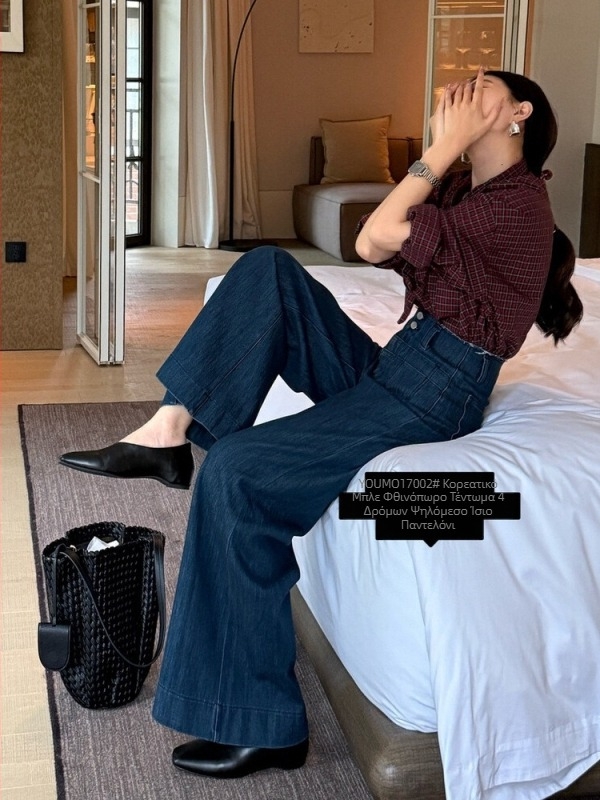 Youmo 17002 Τζιν με Ψηλή Μέση, Ελαστικό Ντένιμ – Bootcut, Ελαφρά Φαρδύ Κάτω
