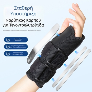 Ελαστικός, διαπνέων νάρθηκας καρπού με Velcro, ρυθμιζόμενος διπλής συμπίεσης και αλουμινένια πλάκα για σταθεροποίηση της άρθρωσης
