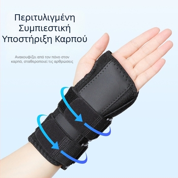 Ελαστικός, διαπνέων νάρθηκας καρπού με Velcro, ρυθμιζόμενος διπλής συμπίεσης και αλουμινένια πλάκα για σταθεροποίηση της άρθρωσης