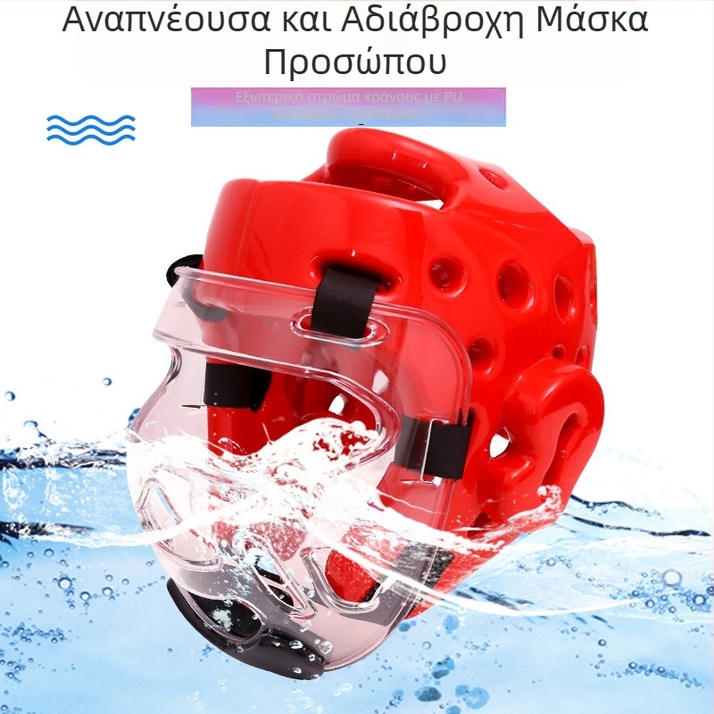 Κράνος προστασίας για πολεμικές τέχνες με προσωπίδα προσώπου και προστασία λαιμού — Καράτε, Σάντα, Ταεκβοντό, Μποξ (XS-XL)