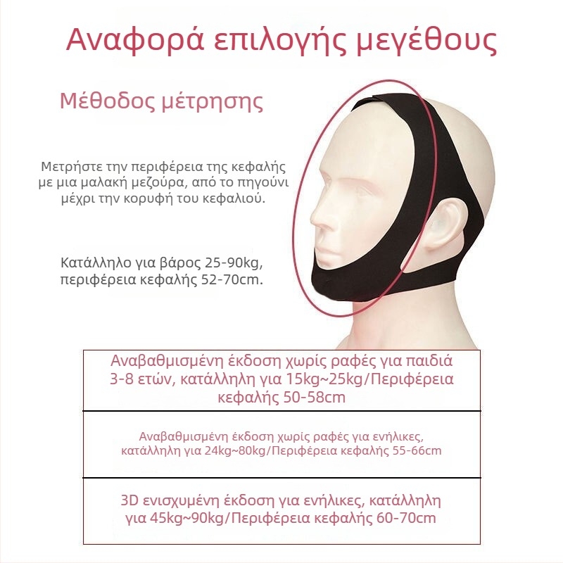 Ρυθμιζόμενη τριγωνική ζώνη κατά του ροχαλητού, αναπνέουσα, με στήριξη σαγονιού και διαμόρφωση προσώπου σε σχήμα V