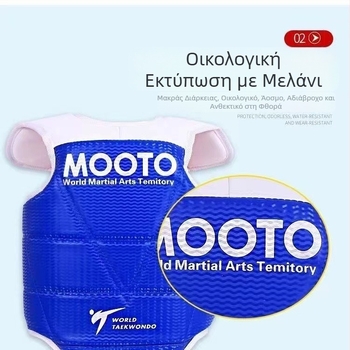 Σετ προστατευτικού εξοπλισμού Ταεκβοντό, παχύτερο για πραγματικό αγώνα — προστατευτικά θώρακα, κεφάλι, γόνατα, πόδια, χέρια και πόδια