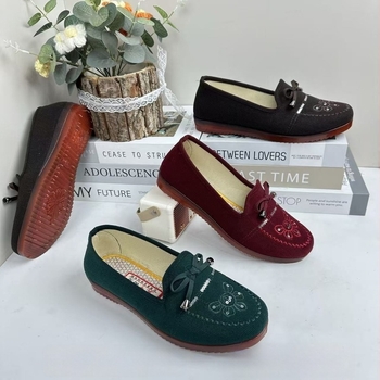 Γυναικείες καθημερινές slip-on φλατ από ύφασμα με κεντημένα λουλούδια, στρογγυλή μύτη, χαμηλό τακούνι, κατάλληλες για άνοιξη και φθινόπωρο