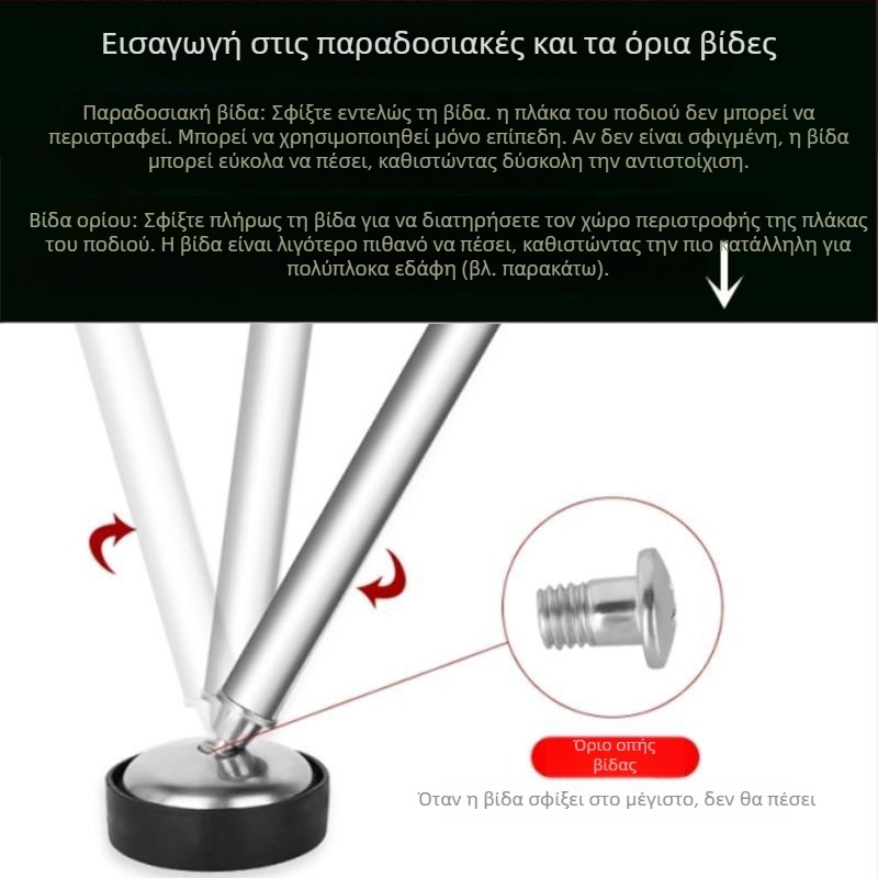 Αξεσουάρ ψαρέματος για καρέκλα και σκαμπό από ανοξείδωτο ατσάλι, παχύτερη μεγάλη πλάκα ποδιού και στήριγμα ποδιού με νύχι