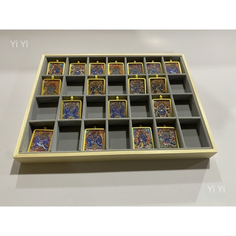 Μεγάλο κουτί αποθήκευσης θάνγκκα 40×30 cm με προβολή συλλογής Zakiram Buddha, βάση για κολιέ με 28 θέσεις