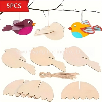 DIY 3D ξύλινα πουλιά για παιδιά, χριστουγεννιάτικη διακόσμηση και διδακτικά μέσα, λευκές βαμμένες ξύλινες φιγούρες
