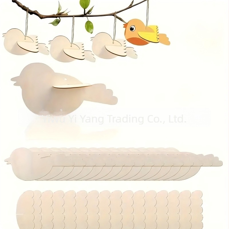 DIY 3D ξύλινα πουλιά για παιδιά, χριστουγεννιάτικη διακόσμηση και διδακτικά μέσα, λευκές βαμμένες ξύλινες φιγούρες