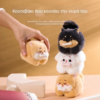 Χαριτωμένο λούτρινο κουτάβι Σίμπα Ινού με κίνηση και έλξη κορδονιού