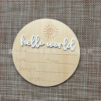 Hello World ξύλινο ορόσημο για μωρά – αξεσουάρ φωτογράφισης, μήνες σε ξύλινα τεμάχια από Basswood