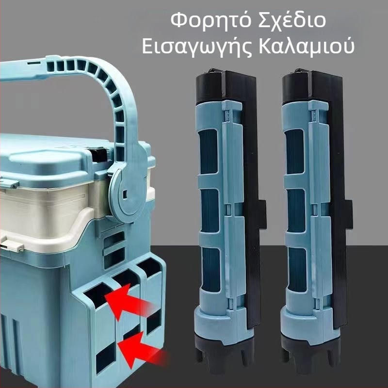 Πολυλειτουργικό κιβώτιο δολωμάτων για το ψάρεμα, εξωτερικό κιβώτιο εργαλείων με θήκη για ράβδους, μεγάλη χωρητικότητα