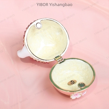 Μεταλλικό εμαγιέ κουτί κοσμημάτων σε ιαπωνικό στυλ, φιγούρα Maneki-Neko, μικρό διακοσμητικό αντικείμενο, θήκη για δαχτυλίδια, χειροποίητο
