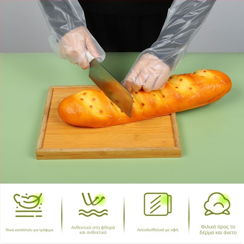 Γάντια οικιακής χρήσης PE μιας χρήσης, αδιάβροχα, μακριά για φθινοπωρινή-χειμερινή περίοδο – πλύσιμο πιάτων, ρούχων και λαχανικών