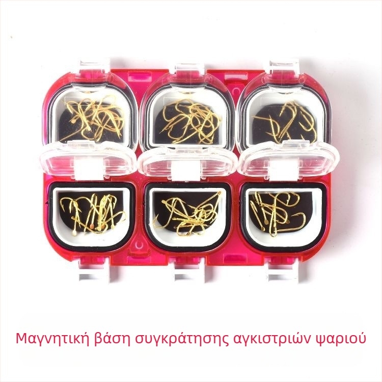 Κουτί μαγνητικό για αγκίστρια με 6 διαμερίσματα, αδιάβροχο διαφανές κουτί αποθήκευσης εξαρτημάτων ψαρέματος