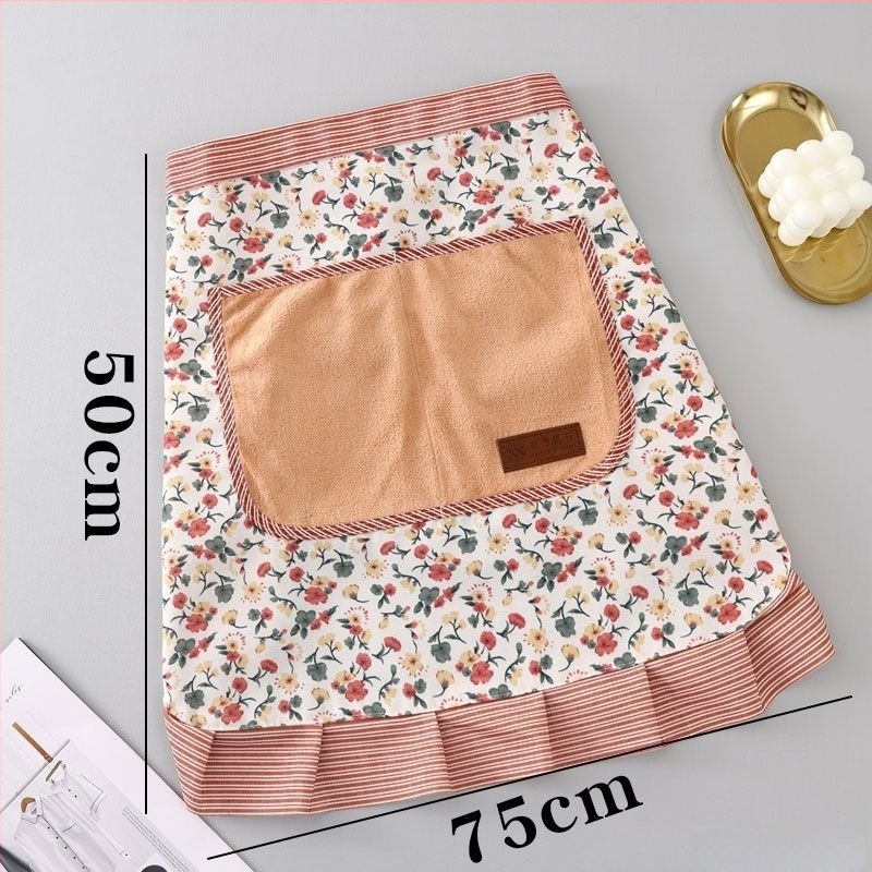 Κορεατικού στυλ ποδιά μισού μήκους από καμβά με φλοράλ σχέδιο, για κουζίνα και οικιακή χρήση, ανθεκτική στις κηλίδες και στη φθορά, ιδανική για το μαγείρεμα