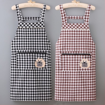 Βαμβακερή ποδιά για γυναίκες, αναπνέουσα και ανθεκτική στα λεκέδες, για οικιακή κουζίνα, με σχέδιο αρκούδας