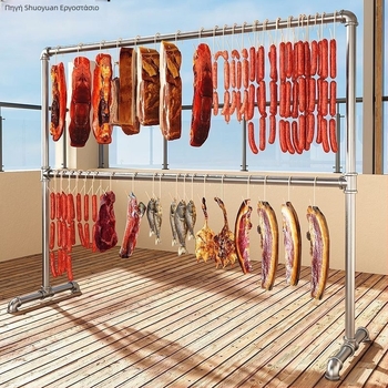 Σταθερή μεταλλική σχάρα κρεμάματος κρέατος για ξήρανση και προβολή – αρνί, χοιρινό, λουκάνικα και ζαμπόν