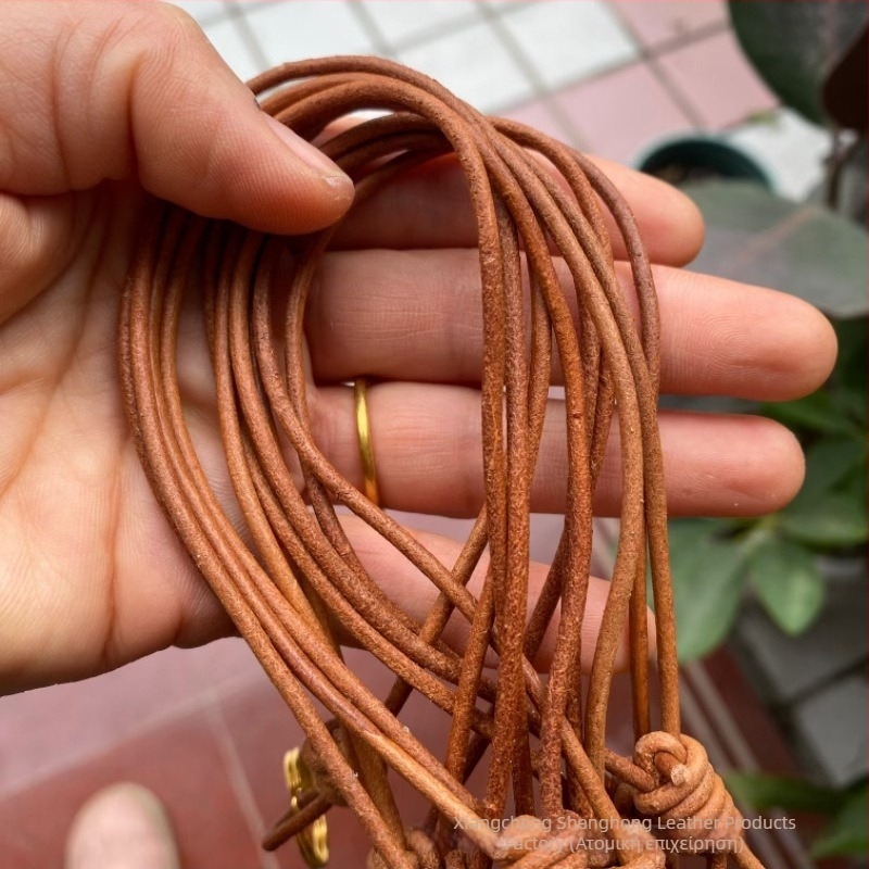 Φυσικός χρωματισμός, 2.5 mm χειροποίητο πλεγμένο σκοινί από βοδινο δέρμα – κλειδοθήκη, μίνιμαλιστικό λουρί καρπού και κρεμαστό για τσάντα