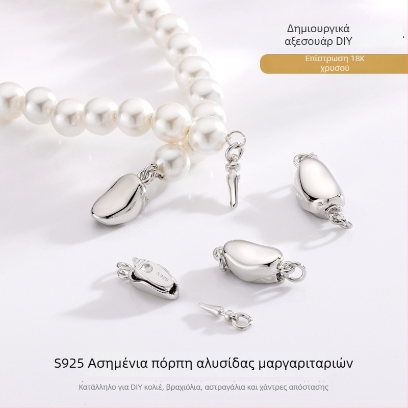 Κούμπωμα από ασήμι S925 σε σχήμα ράβδου για σύνδεση σε μαργαριγαρένια κολιέ και βραχιόλι — εξαρτήματα DIY κοσμημάτων