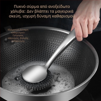 Βούρτσα κατσαρολών από ανοξείδωτο ατσάλι με μακριά λαβή – καθαριστής με μεταλλική γούνα