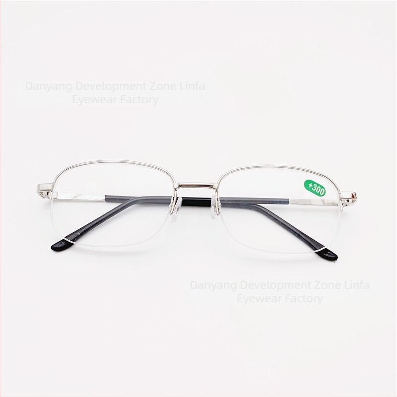 Γυαλιά ανάγνωσης με μισό σκελετό, φακοί από ρητίνη, μεταλλικός σκελετός, οβάλ σχήματος, μινιμαλιστικό επιχειρηματικό στυλ