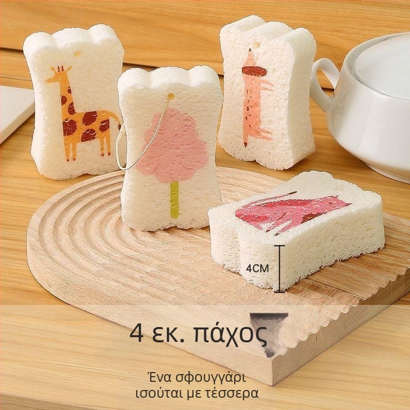 4 cm παχιά σφουγγάρι πιάτων από ξύλινο πολτό και βαμβάκι, κουζίνας scrub pad, απορροφητικό και απωθεί το λάδι