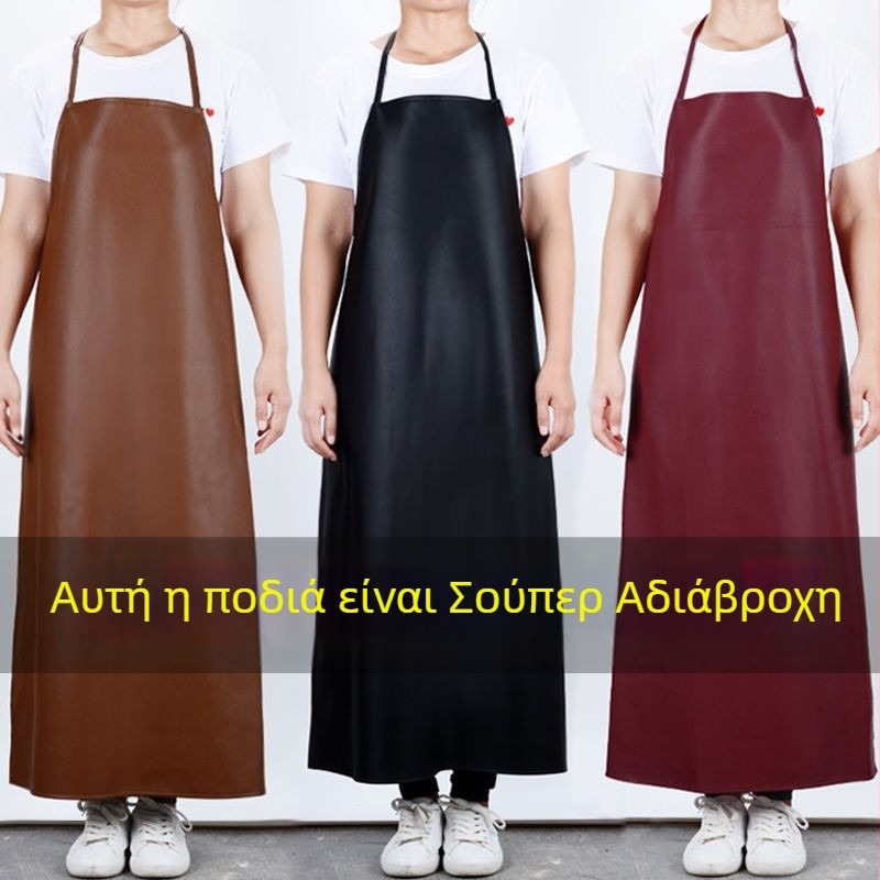Δερμάτινη ποδιά με λαιμό, αδιάβροχη, ανθεκτική σε λάδι και λεκέδες, μακρύτερη, επαγγελματική προστατευτική ποδιά χωρίς μανίκια, ιαπωνικού στυλ