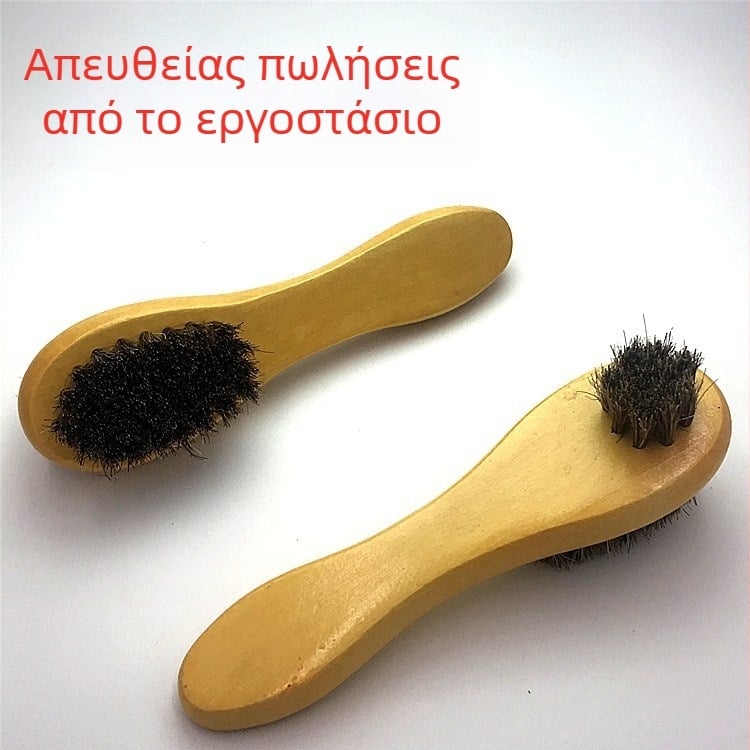8301 Διπλής όψεως βούρτσα παπουτσιών με μακριά λαβή – τρίχες αλόγου, γυάλισμα δέρματος και σουέντ, απαλές τρίχες