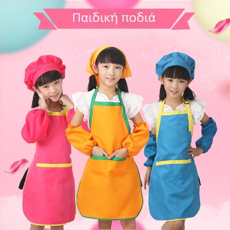 Προσαρμοσμένη αμάνικη ποδιά για παιδιά, πολύχρωμη προστασία από λεκέδες, εκτύπωση λογότυπου για νηπιαγωγείο ζωγραφικής