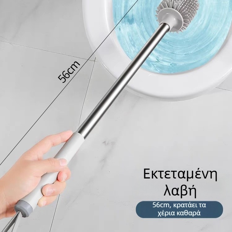 Βούρτσα τουαλέτας με μακριά λαβή και απαλές τρίχες για τον καθαρισμό μπάνιου, Q1 βούρτσα με μαλακό ελαστικό σφαιρικό άκρο