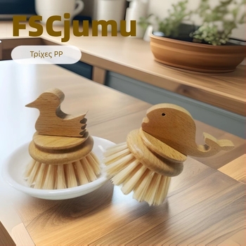 Manzhu Home βούρτσα καθαρισμού από FSC πιστοποιημένο ξύλο σε σχήμα πάπιας και φάλαινας για κουζίνα, εστία, πιάτα και νεροχύτη