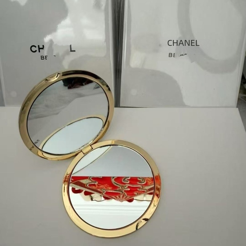 Διπλής όψεως φορητός καθρέφτης μακιγιάζ με επίχρυσωμένο 18K, κλασικός καθρέφτης για διόρθωση μακιγιάζ, Διεθνής έκδοση