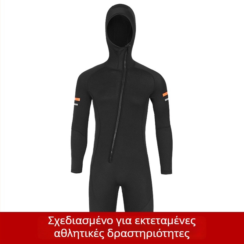 Ανδρική ολόσωμη στολή κατάδυσης 1,5 mm με κουκούλα – για κατάδυση, snorkeling και surfing – ζεστή με φερμουάρ