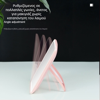 Καθρέπτης μακιγιάζ γραφείου σε σχήμα διαμαντιού, με τρισχρωματικό LED φωτισμό, ρυθμιζόμενος επίπεδος καθρέπτης από γυαλί