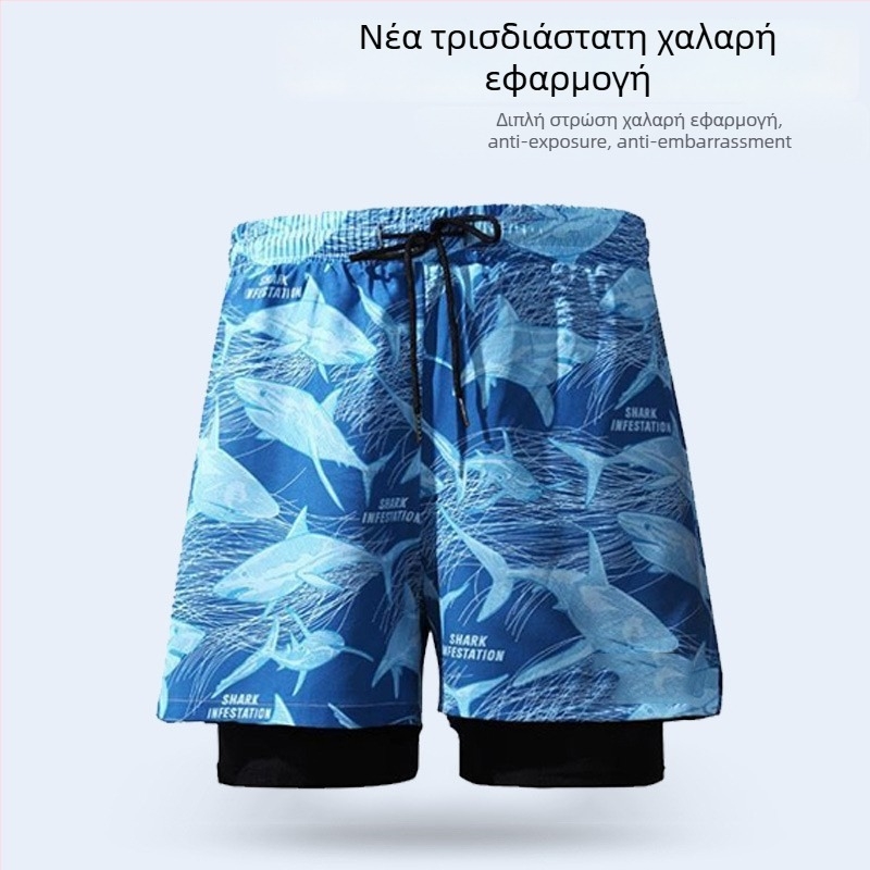 Ανδρικά μαγιό κολύμβησης σε σορτς, 2026 νέο σχέδιο, διπλό στρώμα, γρήγορο στέγνωμα, μεγάλο μέγεθος, στυλ μποξέρ, μαγιό για ιαματικά λουτρά